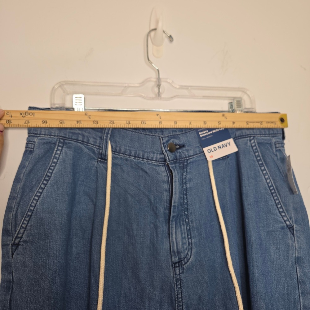 Old Navy High Rise Drapey Drawcord Wide Leg Denim Blue Jeans Size 10 NWT - Picture 4 of 6